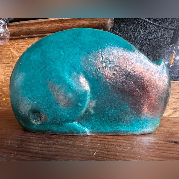 Turquoise Ceramic Cat - Picture 3 of 7